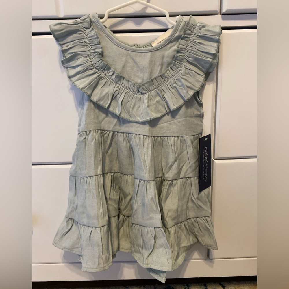 Maddie & Honey Light Sage Ruffle Tiered Dress